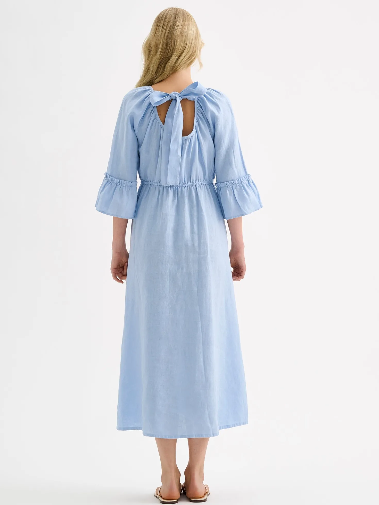DONNA midi pellavamekko - vaaleansininen