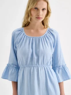 DONNA midi pellavamekko - vaaleansininen