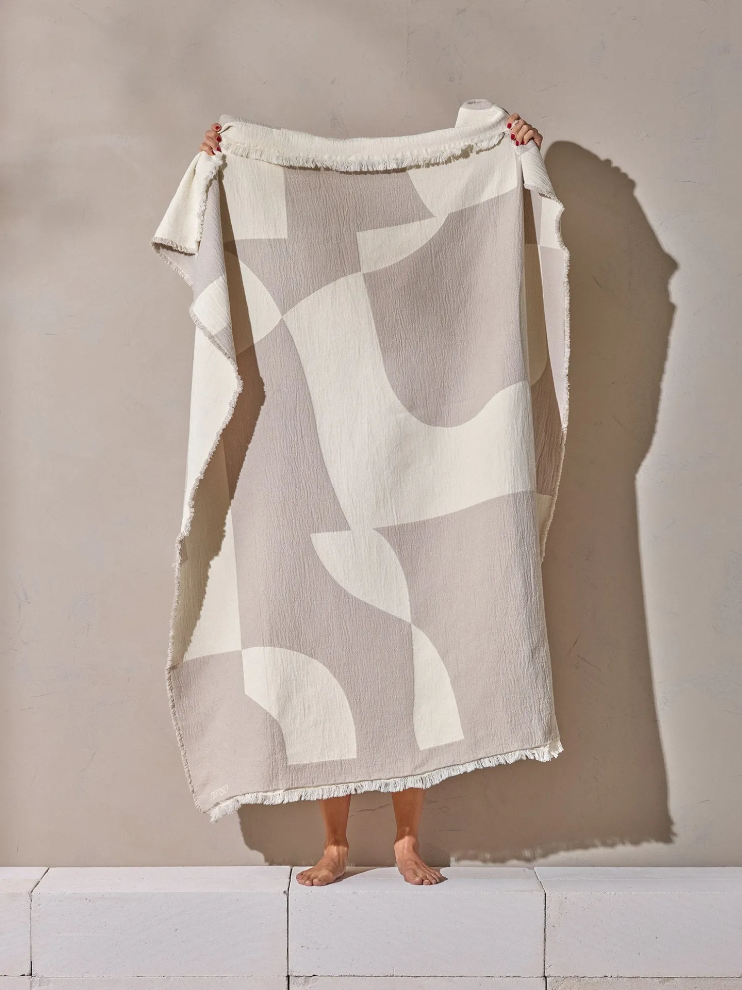 KALLIO torkkupeitto - beige-valkoinen