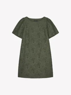 ODETTE kirjailtu lyhyt mekko - oliivinvihreä