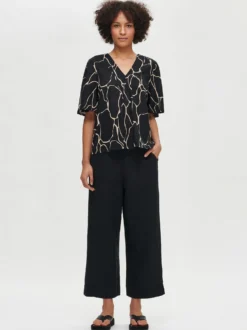 SAARI culottes-pellavahousut - musta