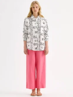 SAARI culottes-pellavahousut - pinkki