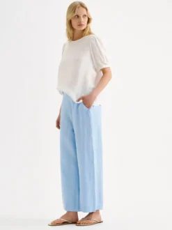 SAARI culottes-pellavahousut - vaaleansininen