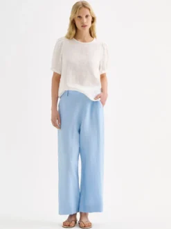SAARI culottes-pellavahousut - vaaleansininen