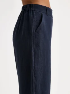 SAARI culottes-pellavahousut - tummansininen