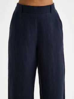 SAARI culottes-pellavahousut - tummansininen