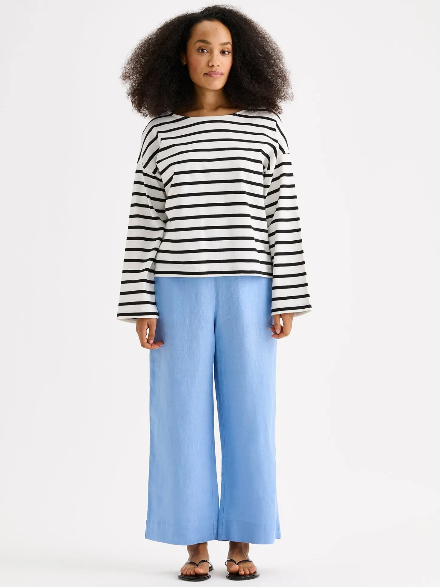 SAARI culottes-pellavahousut - sininen