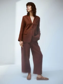 SAARI culottes-pellavahousut - ruskea