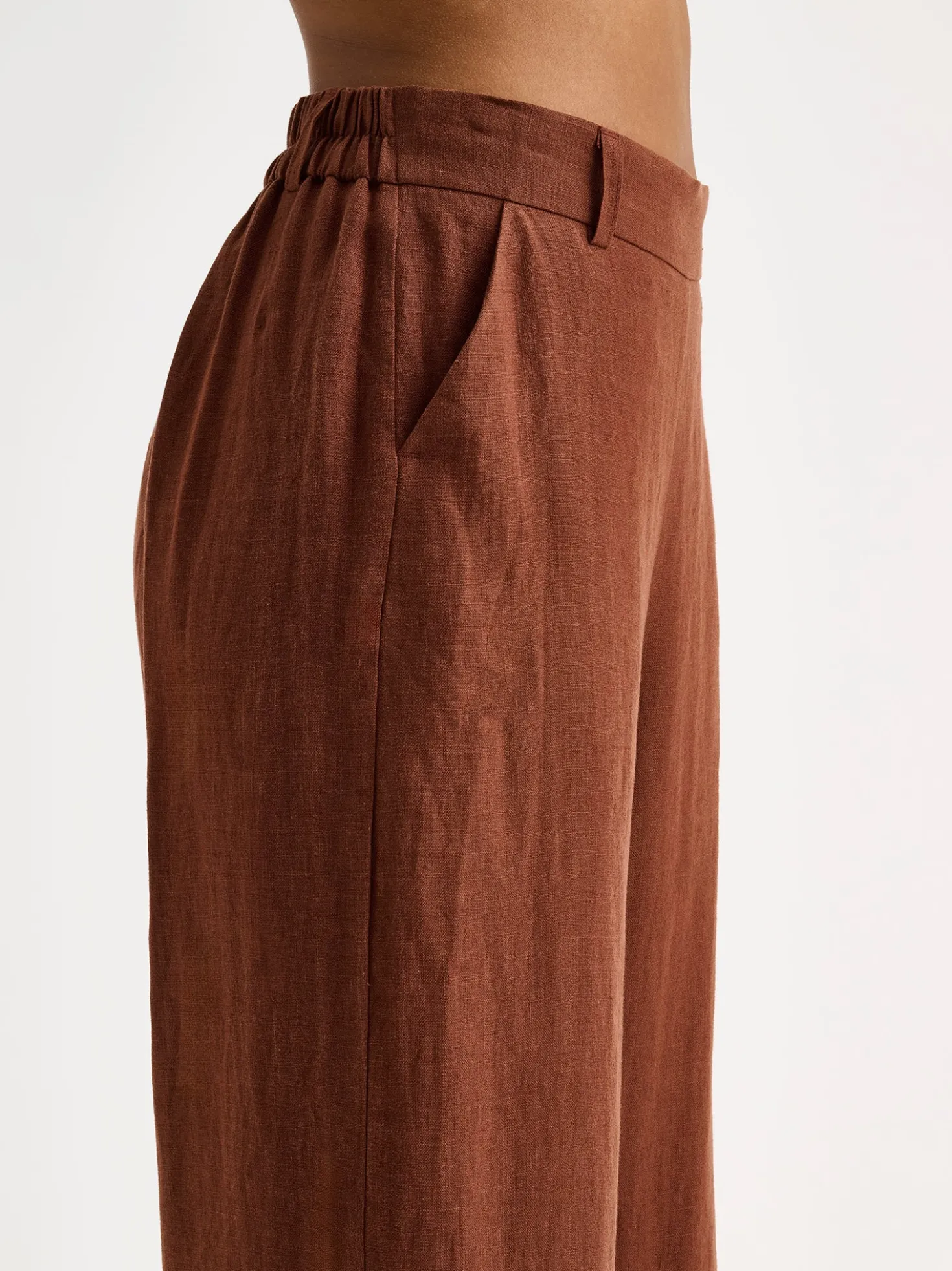 SAARI culottes-pellavahousut - ruskea