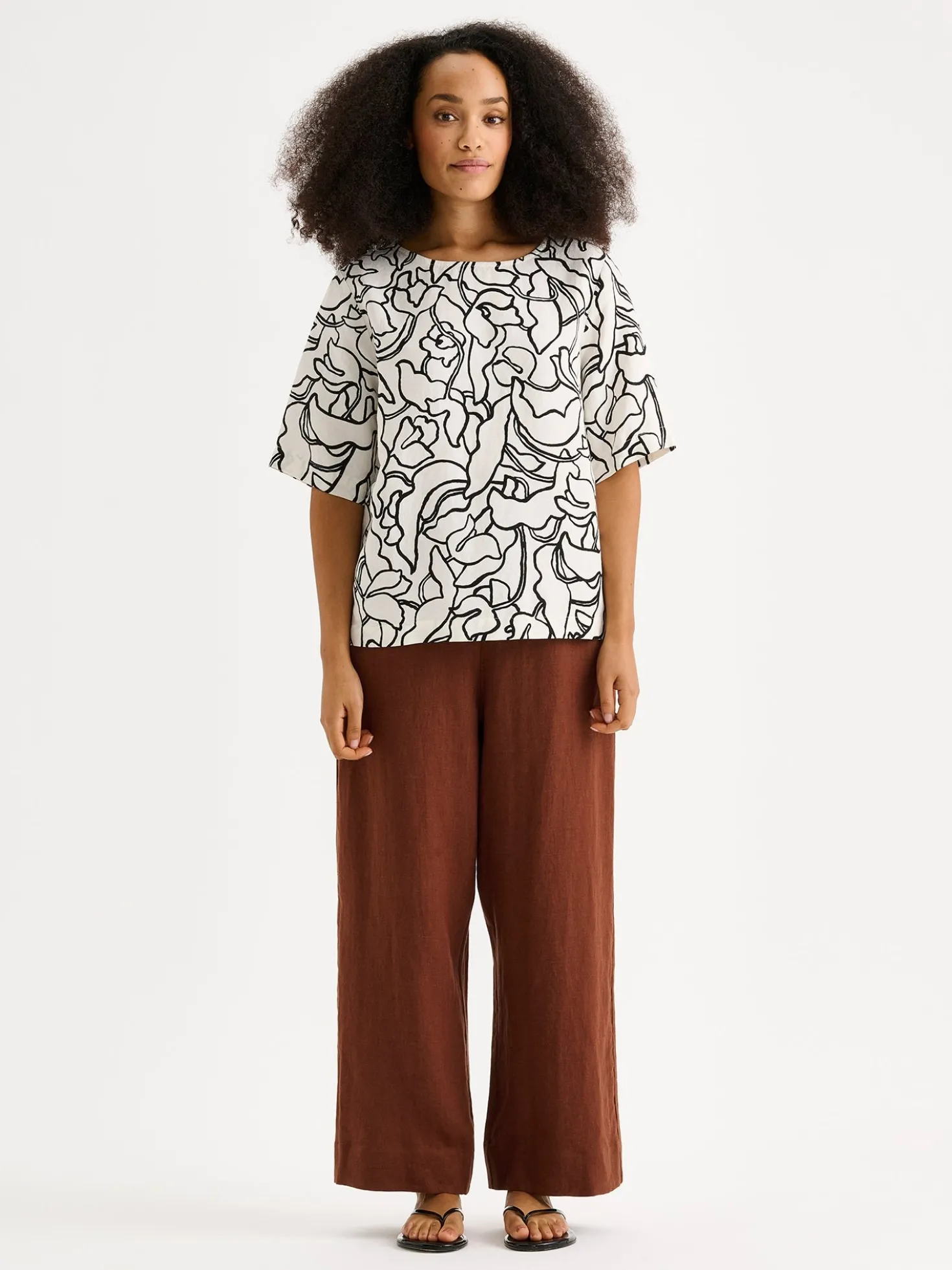 SAARI culottes-pellavahousut - ruskea