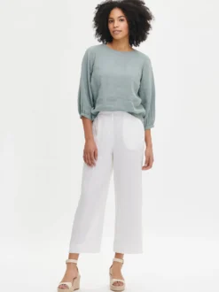 SAARI culottes-pellavahousut - valkoinen