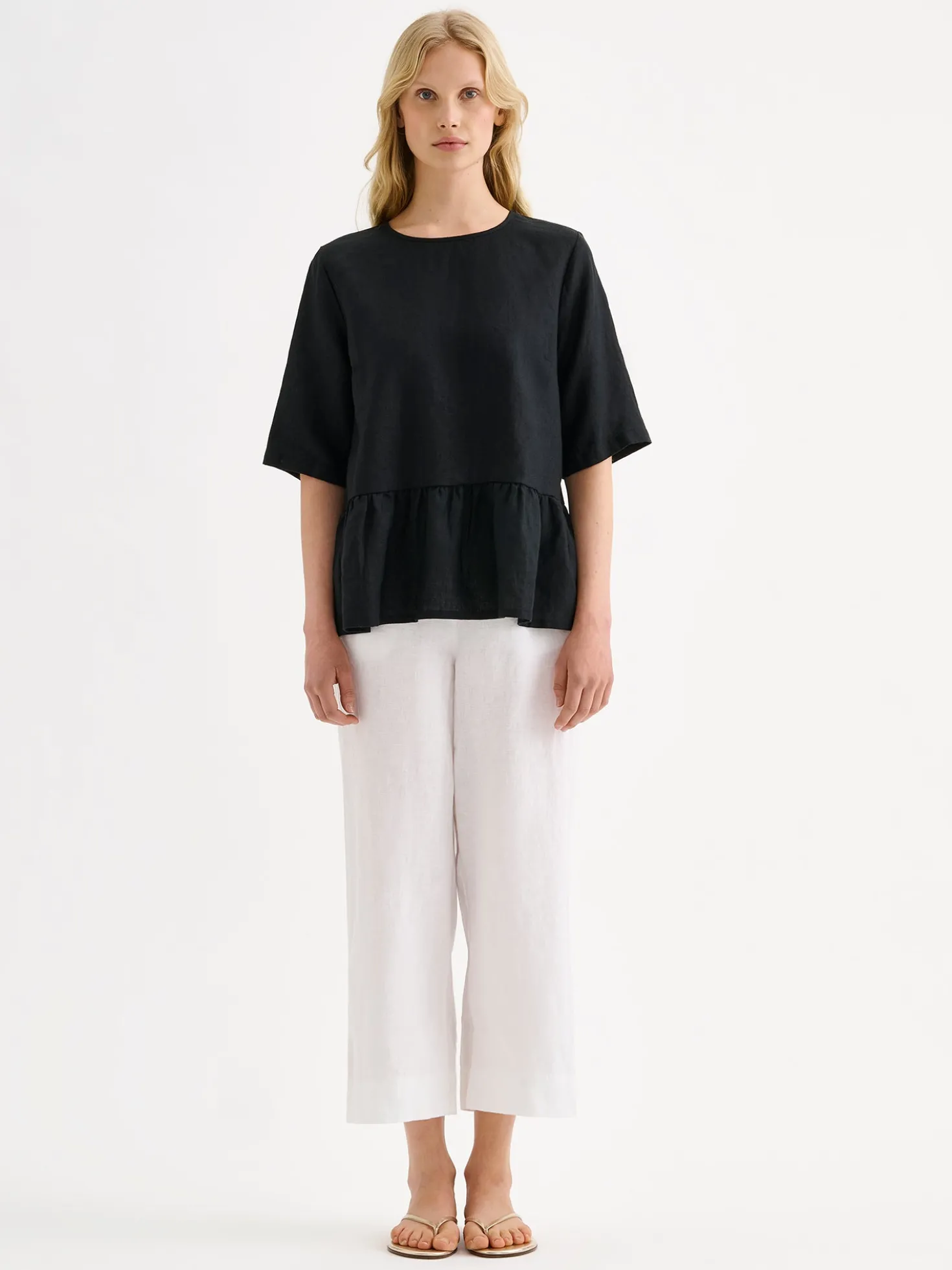 SAARI culottes-pellavahousut - valkoinen