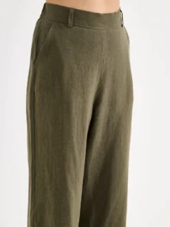 SAARI culottes-pellavahousut - oliivinvihreä