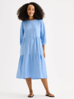 SARALIA midi pellavamekko - sininen