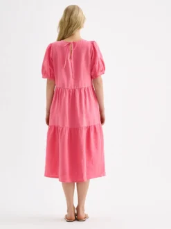 SARASTUS midi pellavamekko - pinkki