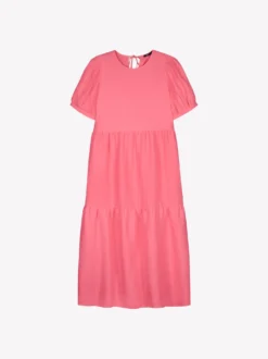 SARASTUS pitkä pellavamekko - pinkki